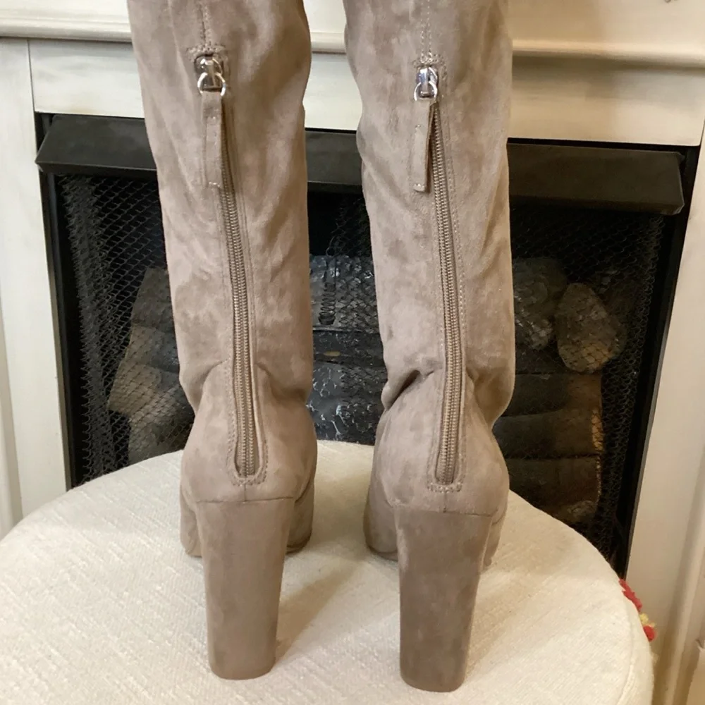 Steve Madden Emotions Tan Faux Suede Over The Knee Boot